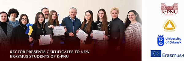 Rector presents certificates to new Erasmus students of K-PNU