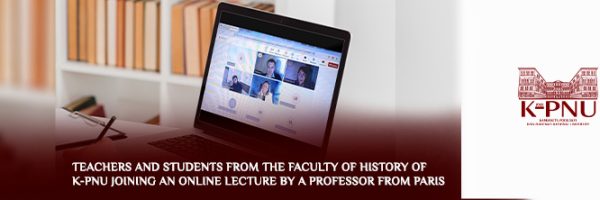 Teachers and students from the Faculty of History of K-PNU joining an online lecture by a professor from Paris